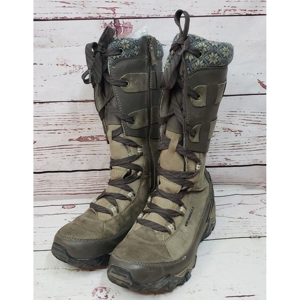 Merrell Boulder Waterproof Ice Grip Tall Boots - Women’s Size 9.5  EUC